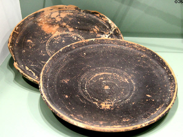 Ceramic plates (70-20 BCE) from necropolis of Eyguières (Bouches-du-Rhône) at Musée de la Romanité. Nimes, France.