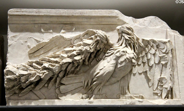 Roman frieze of eagles & garland (end 1stC) from Nimes site on Palais de Justice at Musée de la Romanité. Nimes, France.