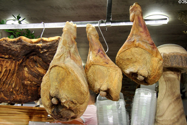 Ham hocks at Nimes market. Nimes, France.