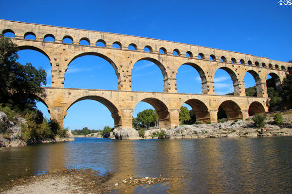 Pont du Gard (1stC CE) over Gardon River. Nimes, France.