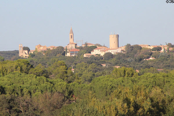 Village of Castillon-du-Gard seen from Pont du Gard. Nimes, France.