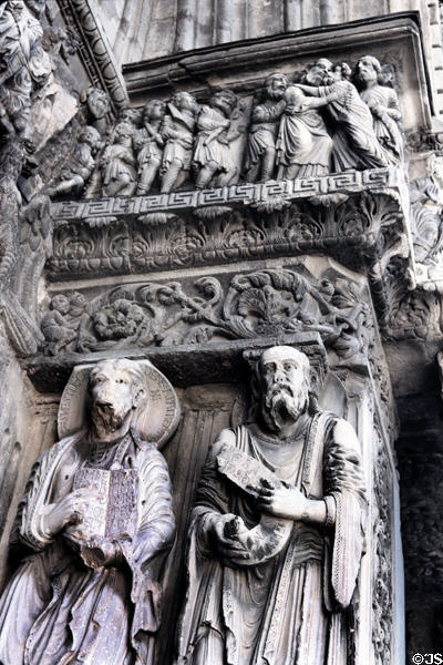 Gothic portal detail of St.-Gilles-du-Gard church near Nimes. St. Gilles, France.
