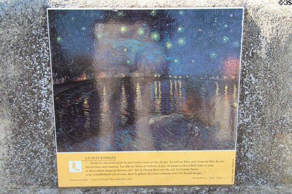 Arles sign marking spot where van Gogh painted Starry Night. Arles, France.
