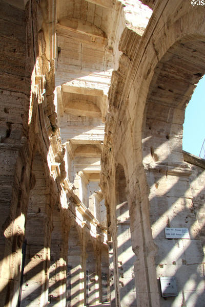 Outer & inner arches of Arles Amphitheatre. Arles, France.