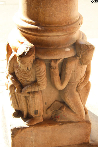 Romanesque biblical carving on column base at St Trophime church. Arles, France.