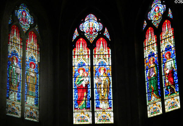 Stained glass windows of St Trophime church. Arles, France.