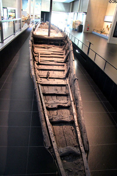 Prow details of Roman barge (Arles-Rhone 3) (c50 CE) at Arles Antiquities Museum. Arles, France.