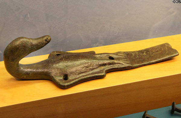 Bronze hook or bracket in shape of duck head (end 1stC BCE) at Arles Antiquities Museum. Arles, France.