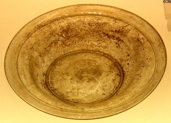 Roman-era blown-glass plate (end 1stC-2ndC) at Arles Antiquities Museum. Arles, France.