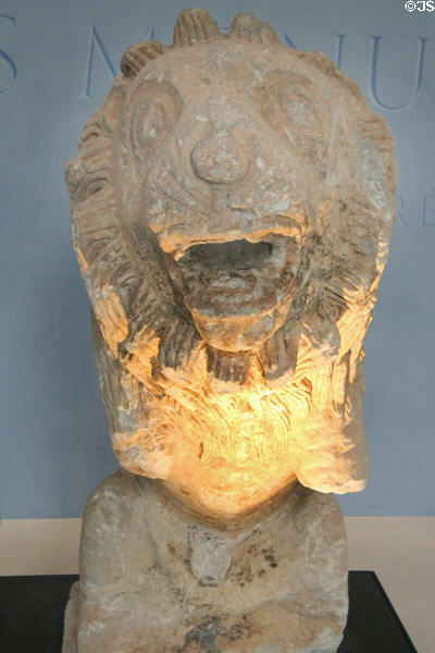 Marble funerary Lion of Arcoule (1stC BCE) at Arles Antiquities Museum. Arles, France.