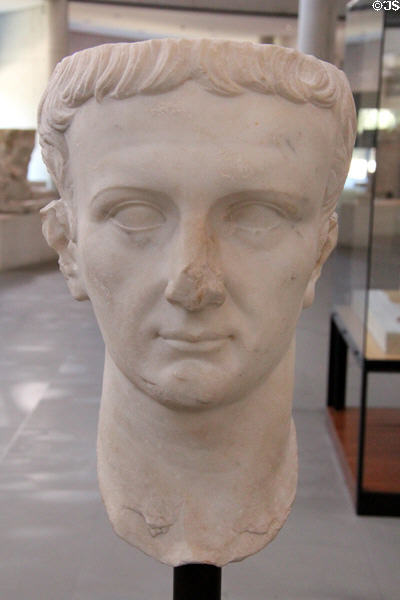 Marble bust of Roman emperor Tiberius (1stC CE) at Arles Antiquities Museum. Arles, France.