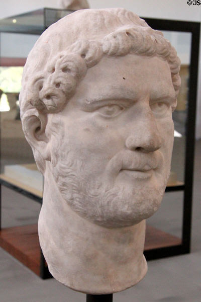 Marble bust perhaps of Roman emperor Hadrian (2ndC CE) at Arles Antiquities Museum. Arles, France.