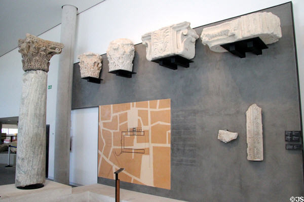 Collection of architectural elements from Forum of Roman Arles at Arles Antiquities Museum. Arles, France.