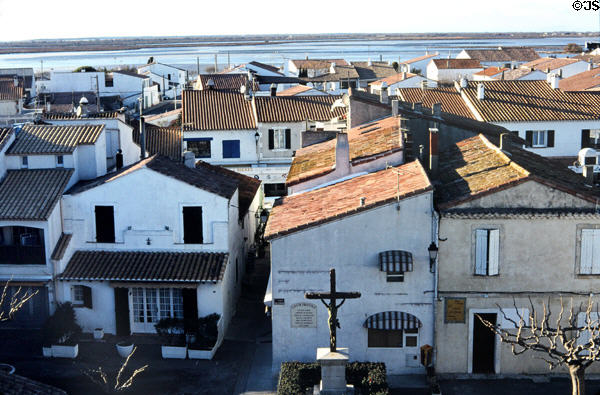 Town roofs from Fortified Church. Saintes-Maries-de-la-Mer, France.