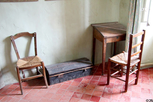 Chairs & desk in Van Gogh's bedroom at Saint-Paul Asylum. Saint-Rémy-de-Provence, France.