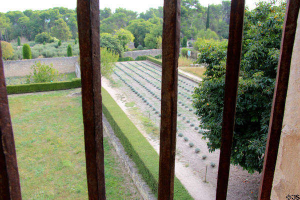 View from Van Gogh's bedroom to monastic garden at Saint-Paul Asylum. Saint-Rémy-de-Provence, France.