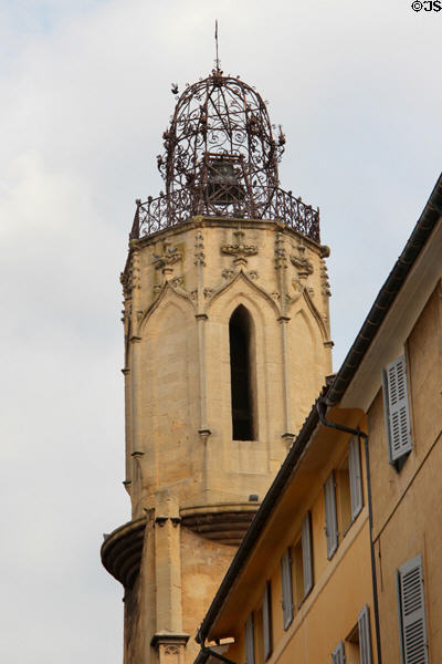 Bell tower of Augustins convent (1472 & cage 1667) on rue Espariat. Aix-en-Provence, France.