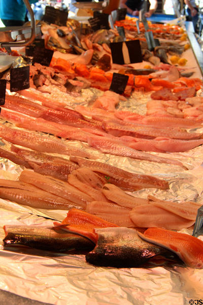 Various fish at vegetable market. Aix-en-Provence, France.