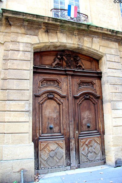 Double door on Hotel de Grimaldi-Régusse (1650). Aix-en-Provence, France.