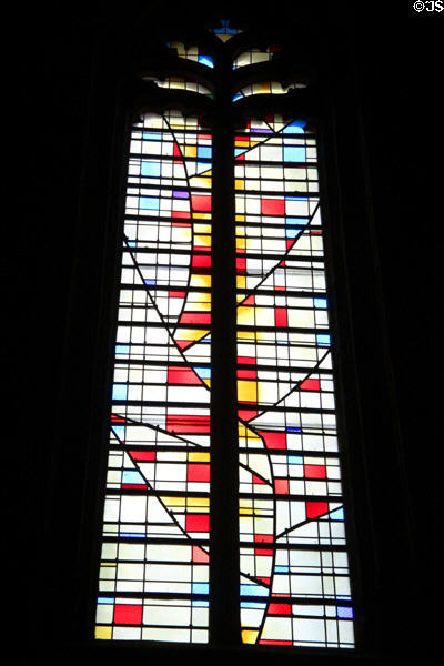 Modern stained glass window at St-Sauveur Cathedral. Aix-en-Provence, France.