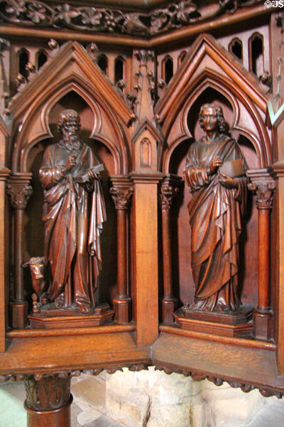 Wood carvings of evangelists St Luke & St John at St-Sauveur Cathedral. Aix-en-Provence, France.