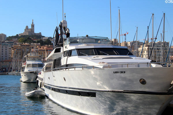 Yacht in Marseille harbor. Marseille, France.