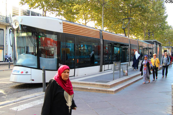 Modern tram on La Canebière. Marseille, France.