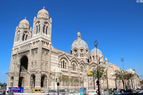 Marseille Cathedral (1893) (Place de la Major). Marseille, France. Style: Romanesque & Byzantine Revival. Architect: Henri-Jacques Espérandieu, Léon Vaudoyer, Henri Révoil.