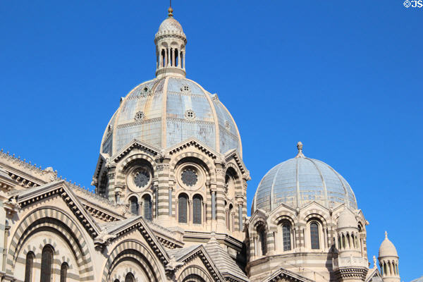 Octagonal domes atop Marseille Cathedral. Marseille, France.