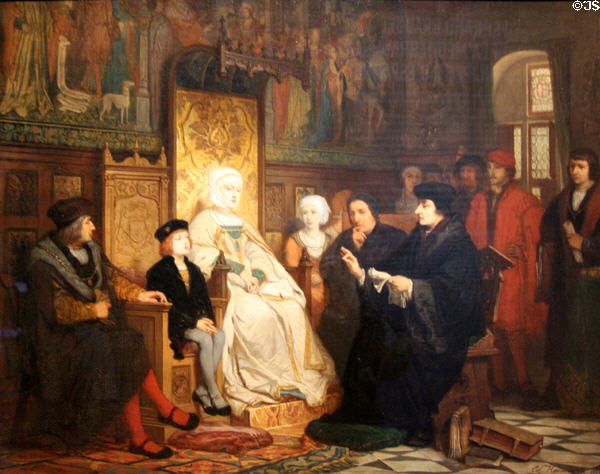Young Charles Quint taking lessons from humanist Erasmus painting (19thC) by Édouard Hamman at Museum of European and Mediterranean Civilisations. Marseille, France.