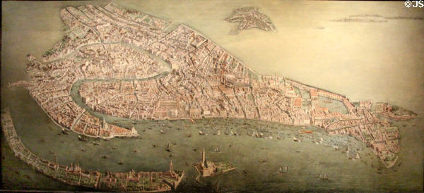 Aerial perspective of Venice (17thC) at Museum of European and Mediterranean Civilisations. Marseille, France.