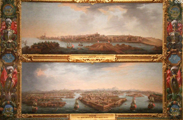 Two painted vistas of Malta (18thC) by Alberto Pullicini at Museum of European and Mediterranean Civilisations. Marseille, France.