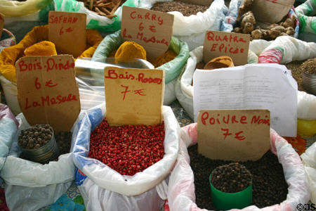 Spices in St Antoine Central Market. Pointe-à-Pitre, Guadeloupe.