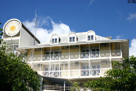 Restored Creole-style Anchorage hotel beside Darsé Market. Pointe-à-Pitre, Guadeloupe.