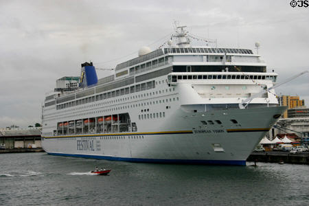 European Vision of Festival cruise lines in port. Pointe-à-Pitre, Guadeloupe.