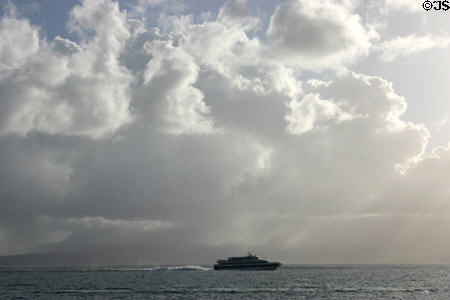 Ferry passing Gosier. Gosier, Guadeloupe.