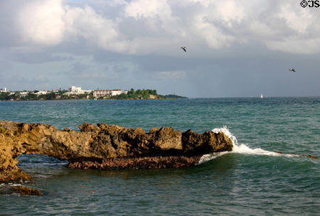 Rocky shore of Gosier. Gosier, Guadeloupe.