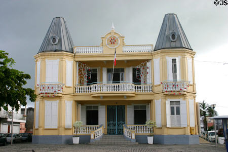 City hall graced by two octagonal cones. Le Moule, Guadeloupe.