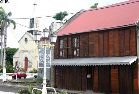 Church & typical building. Port Louis, Guadeloupe.