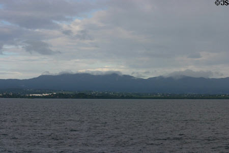 Volcanic range of Basse-Terre island seen from Atlantic Ocean side. Guadeloupe.