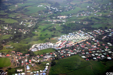 Housing tract of Guadeloupe seen from air. Guadeloupe.