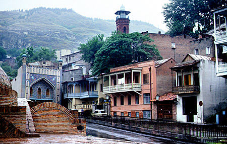 The old quarter, brick sulfur bath house and mosque of Tbilisi. Georgia.