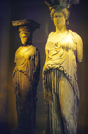 Acropolis Museum in Athens houses four of the original Caryatids. Greece.