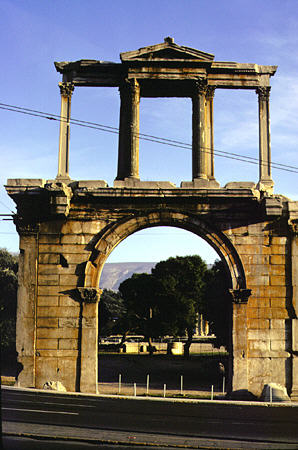 Hadrian's Arch built in 131 to 132 AD in Athens. Greece.