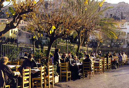 Street cafe in Plaka, Athens. Greece.
