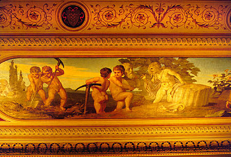 Noted archeologist Schliemann, discoverer of Mycenae, had archeologist cherubs painted on his ceiling, in Athens. Greece.