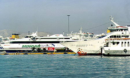 Ships docked at Piraeus port. Greece.