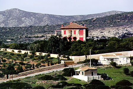 Countryside and villa of Sounion, Attica. Greece.