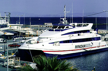 Ferry docked in Rafina, Attica. Greece.