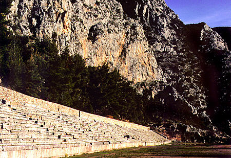 Remaining tiers of seats of Delphi Stadium (Stadion). Greece.